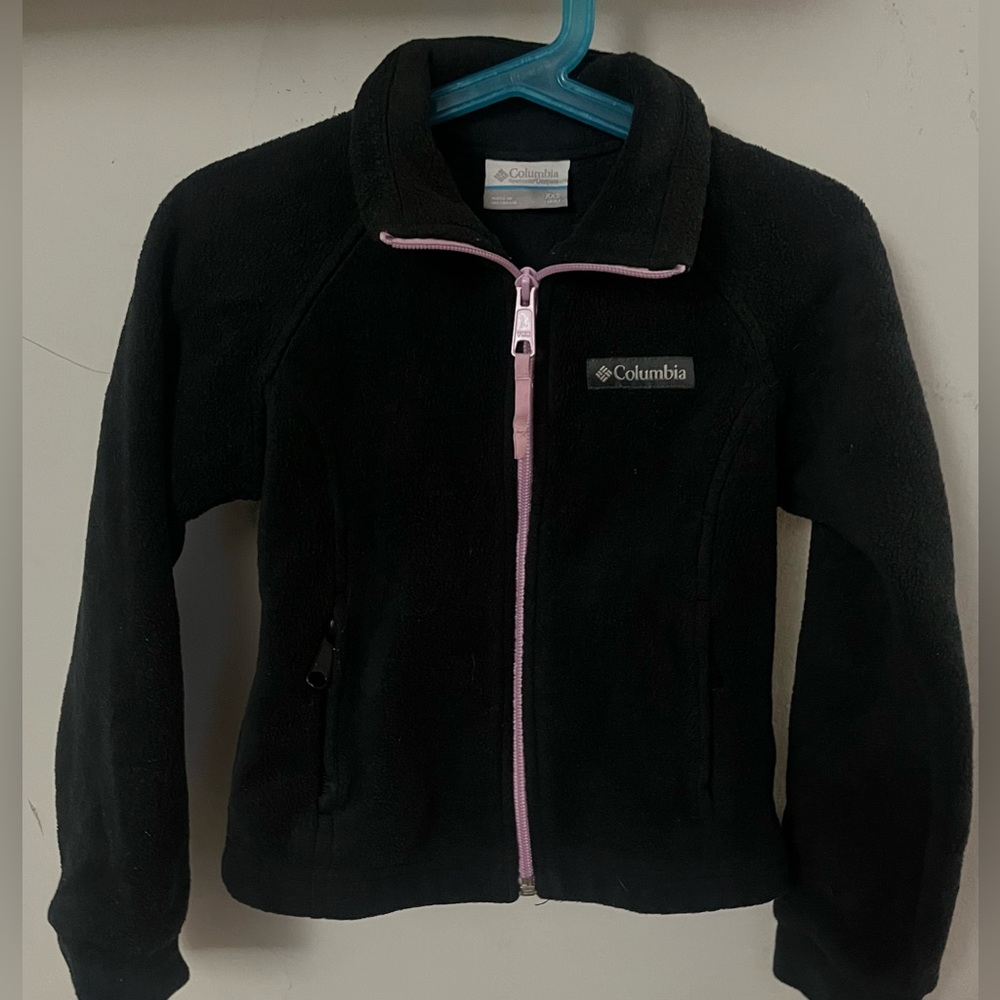 Columbia Girls Fleece Jacket – Black w/ Pink Zipper